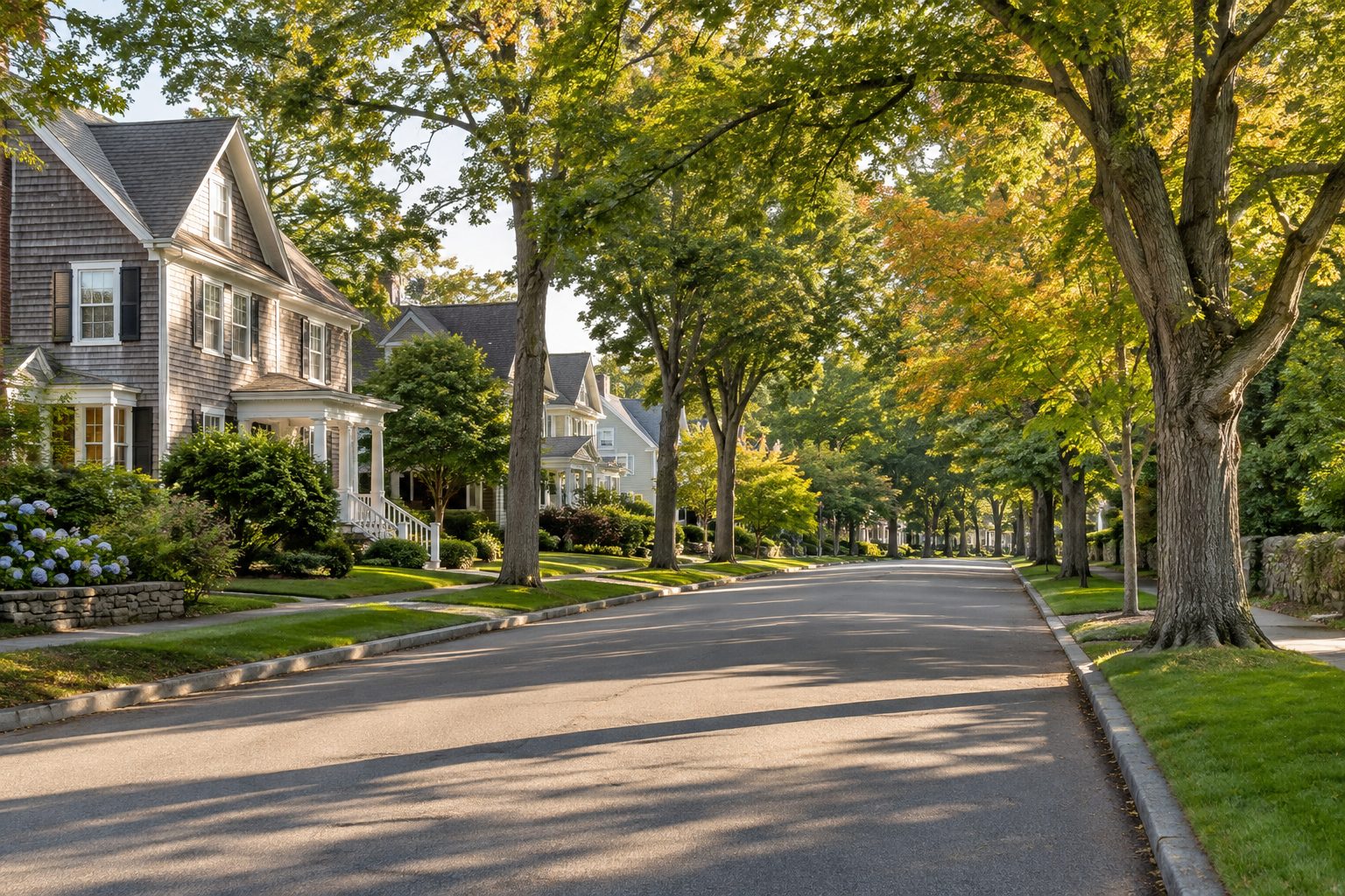 A tree lined Hanover Massachusetts street, illustrative